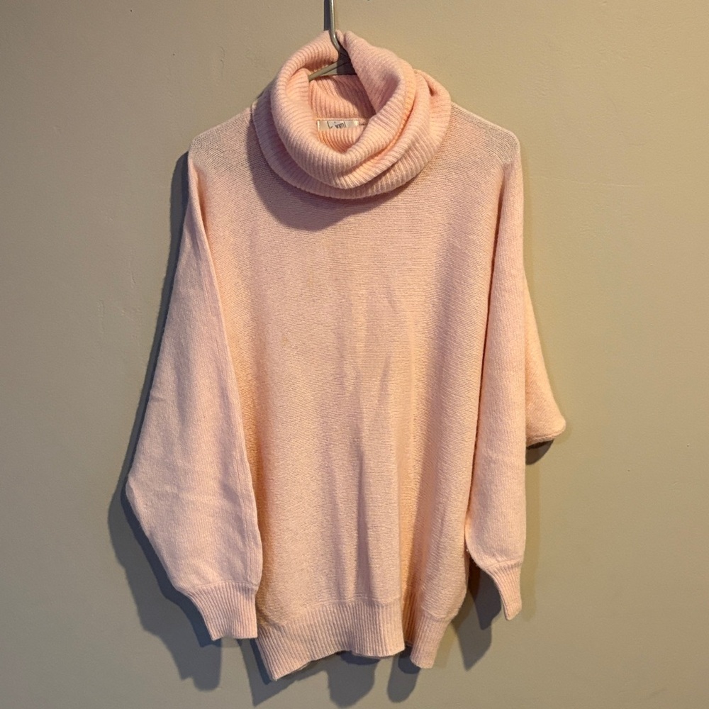 Vintage Cozy Wool Blend Pink Turtleneck Sweater